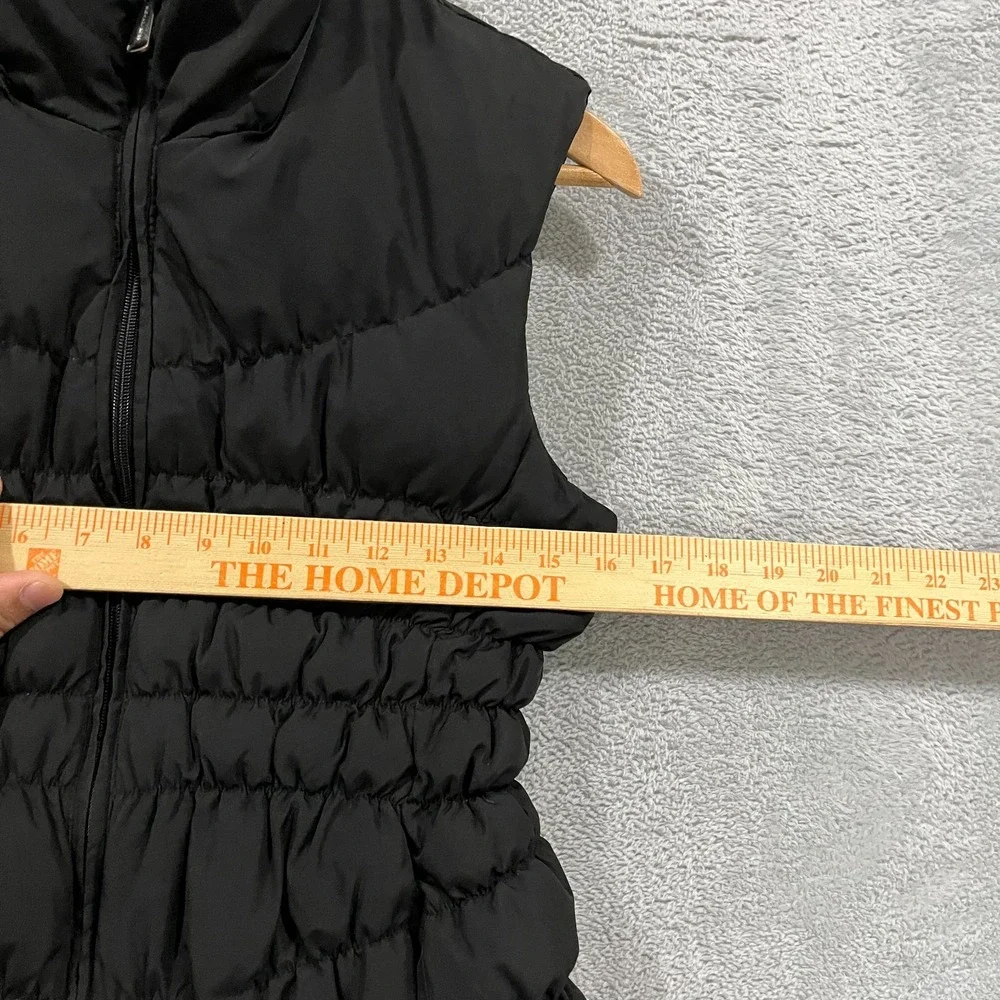 MICHAEL KORS Down Puffer Vest Womens Small‎ Black Full Zip Water Fowl Grunge